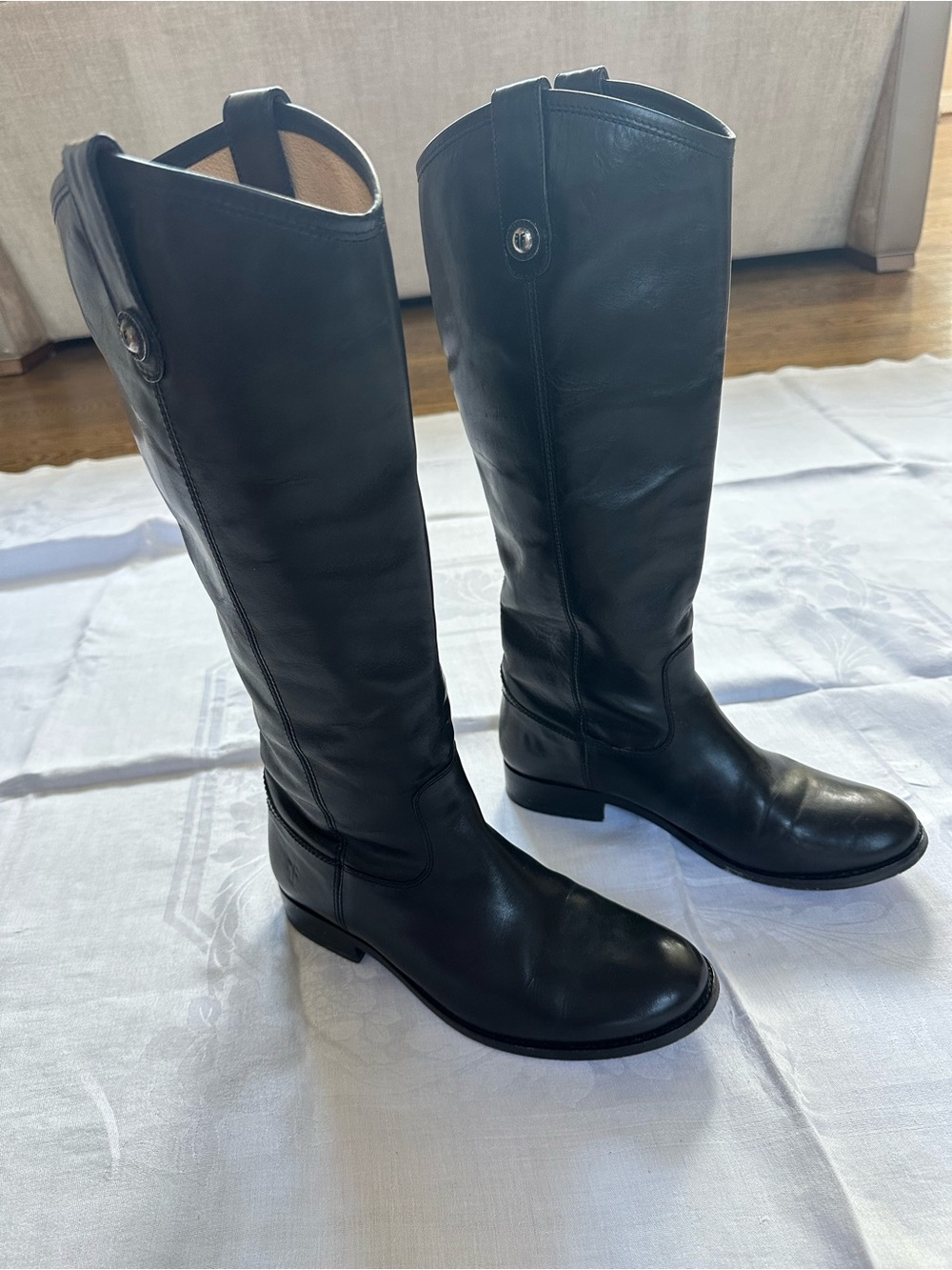 Frye Melissa Tall Black Leather Riding Boots Sz 8